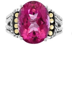 Effy Pink Oval Gemstone Two-Tone Sterling Ring with Gold Accents